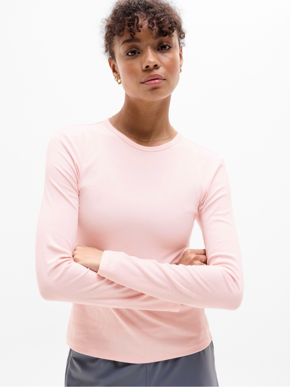 Long Sleeve Crewneck Top - Pink